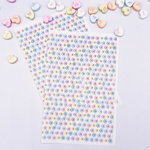 Colorful Conversation Hearts Clay Tattoo Sheets