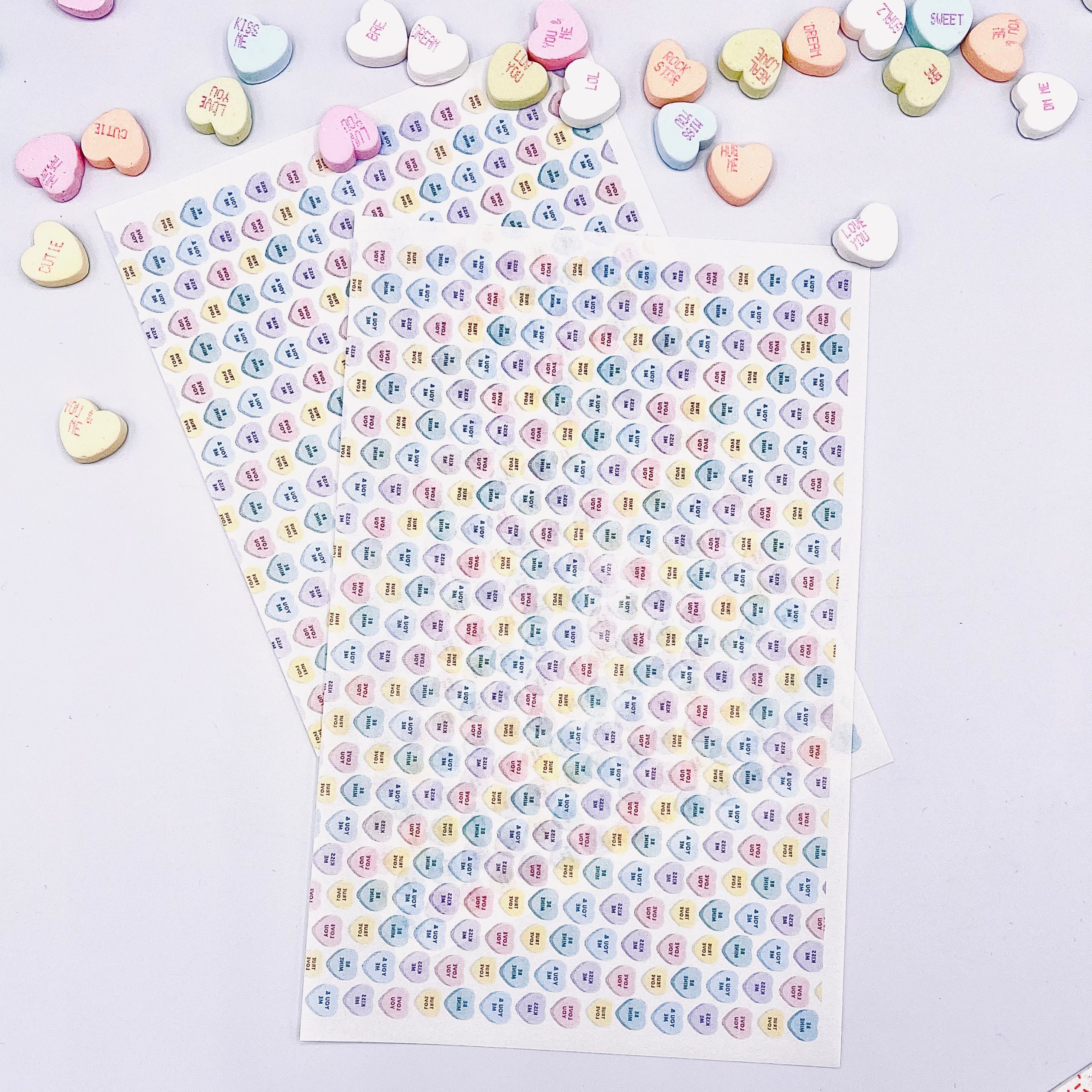 Colorful Conversation Hearts Clay Tattoo Sheets