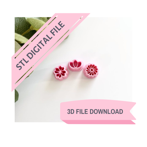 Flower Stud Pack Clay Cutter Set STL Digital File