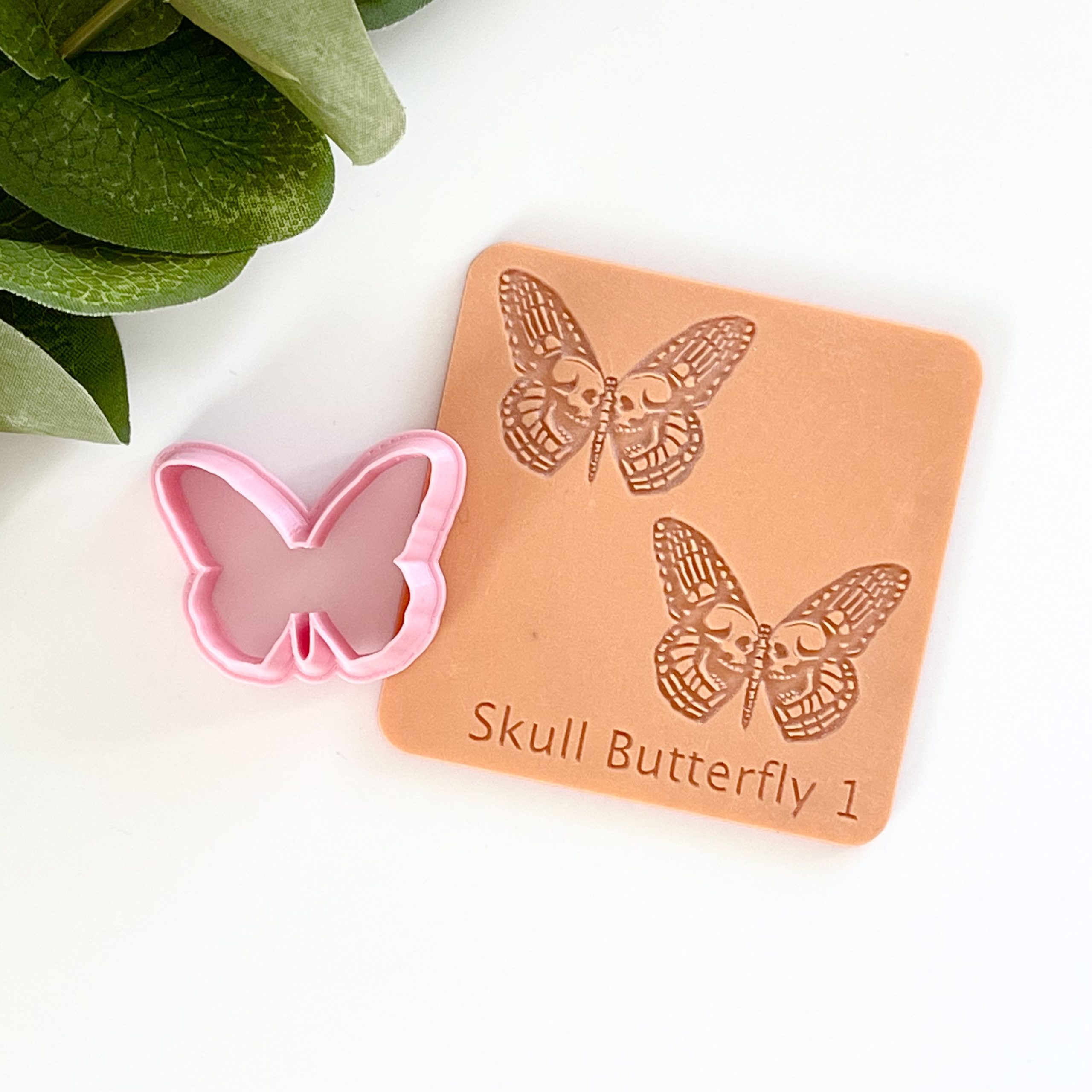 Skull Butterfly 1 Texture tile and matching clay cutter