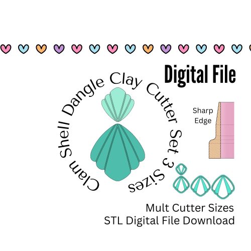 Clam Shell Dangle Clay Cutter Set STL Digital File